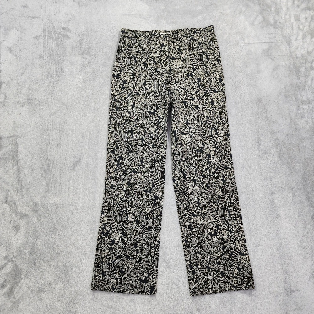 Vintage Liz Claiborne Lizsport Pants Womens 6 Black Paisley Cosette Stretch